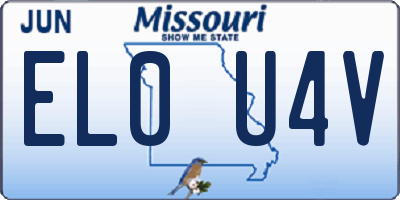 MO license plate EL0U4V