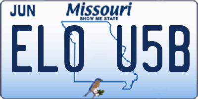 MO license plate EL0U5B