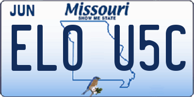 MO license plate EL0U5C