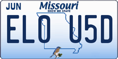MO license plate EL0U5D