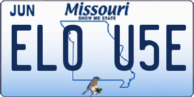 MO license plate EL0U5E