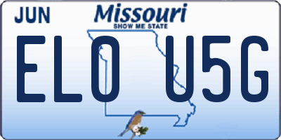 MO license plate EL0U5G