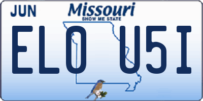 MO license plate EL0U5I