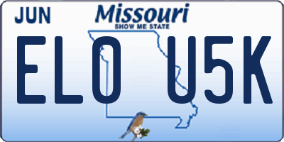 MO license plate EL0U5K