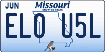 MO license plate EL0U5L