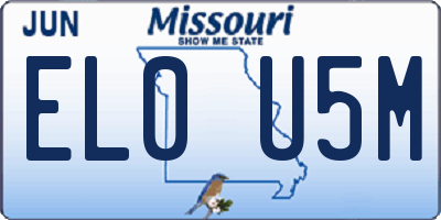 MO license plate EL0U5M