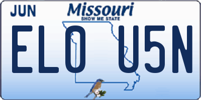 MO license plate EL0U5N