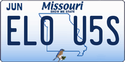 MO license plate EL0U5S
