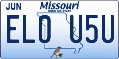 MO license plate EL0U5U