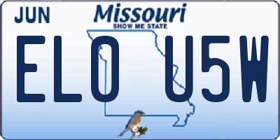 MO license plate EL0U5W