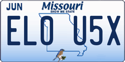 MO license plate EL0U5X