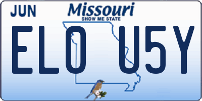 MO license plate EL0U5Y