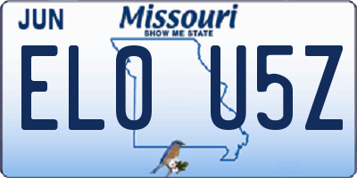 MO license plate EL0U5Z