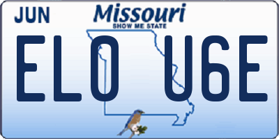 MO license plate EL0U6E