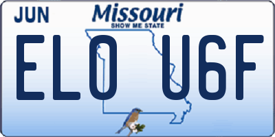 MO license plate EL0U6F