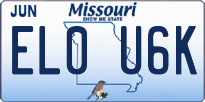 MO license plate EL0U6K