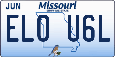 MO license plate EL0U6L