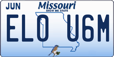 MO license plate EL0U6M