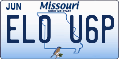 MO license plate EL0U6P