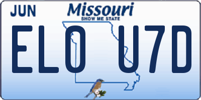 MO license plate EL0U7D