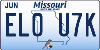 MO license plate EL0U7K