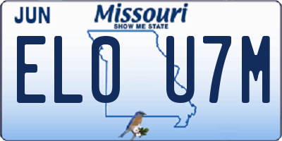 MO license plate EL0U7M