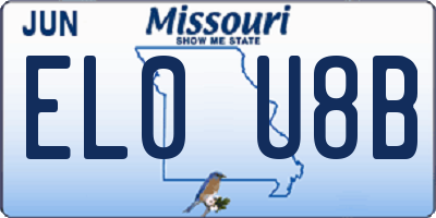 MO license plate EL0U8B