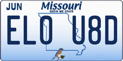 MO license plate EL0U8D
