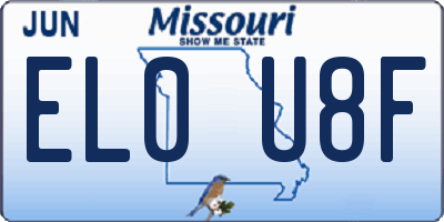 MO license plate EL0U8F