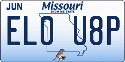 MO license plate EL0U8P