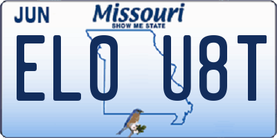 MO license plate EL0U8T