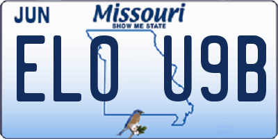 MO license plate EL0U9B