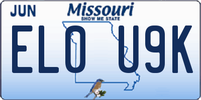MO license plate EL0U9K