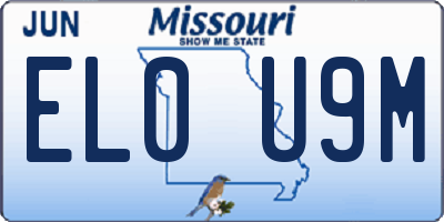 MO license plate EL0U9M
