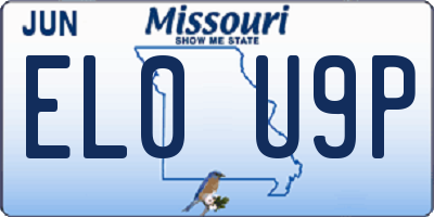 MO license plate EL0U9P