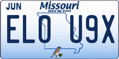 MO license plate EL0U9X
