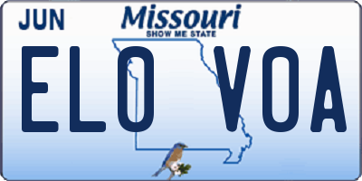 MO license plate EL0V0A