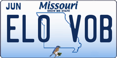 MO license plate EL0V0B