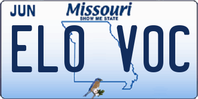 MO license plate EL0V0C