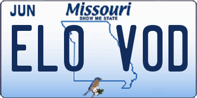 MO license plate EL0V0D