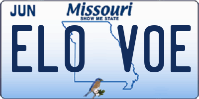 MO license plate EL0V0E