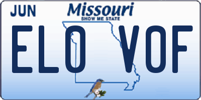 MO license plate EL0V0F