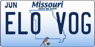 MO license plate EL0V0G