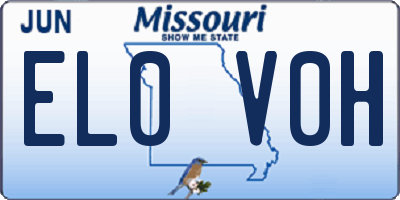 MO license plate EL0V0H