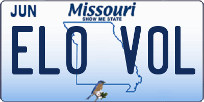 MO license plate EL0V0L