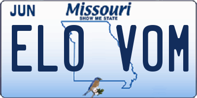 MO license plate EL0V0M