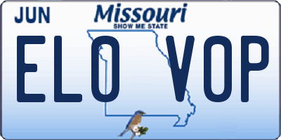 MO license plate EL0V0P
