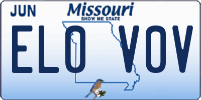 MO license plate EL0V0V