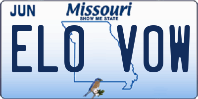 MO license plate EL0V0W