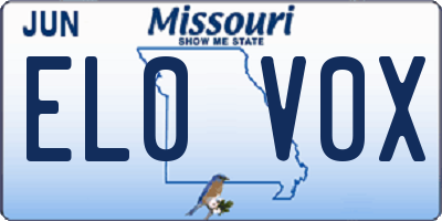 MO license plate EL0V0X